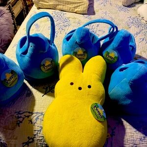 Peeps bundle, blue chic baskets x 3 and yellow plush bunny x1